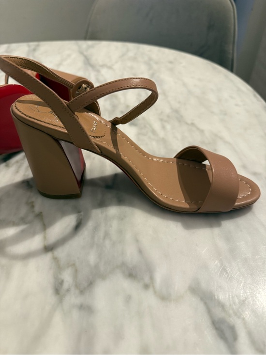 Christian Louboutin Shoes - Christian Louboutin Nude/ beige Block Heel Sandals with Ankle Strap